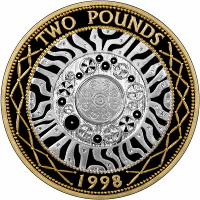 Reverse of the 1998 Two Pound Bi-metal Coin