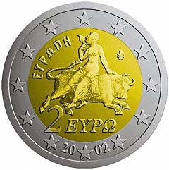 Obverse of Greek 2 Euro Coin